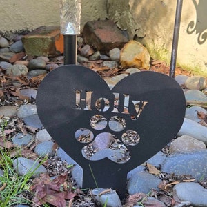 Custom Pet Memorial Plaque Personalized Gifts for Pet Loss Pet Garden Stake with Heart and Paw - Pet Grave Marker Metal Garden Stakes
