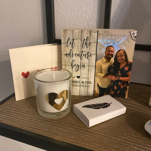 Personalized Engagement Frame Gift - Custom Photo Block - Newly Engaged Gift for Couple - Engagement Gifts