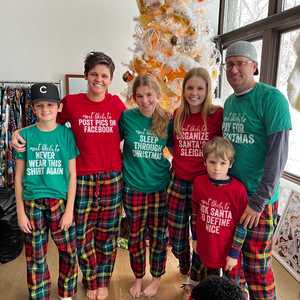 Family Christmas Shirts, Most Likely to, Funny Christmas Party, Christmas Shirt, Matching Christmas Shirt, Custom Shirt, Group Shirts, Food