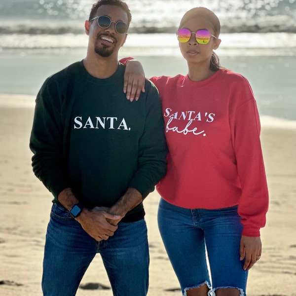 Couples Christmas pajamas, Santa's Babe, Santa, Matching Christmas Pajamas, Mr and Mrs Couple Pajamas, His and Hers Christmas Pajamas