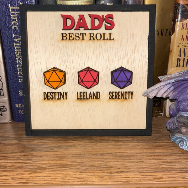 Dad's Best Roll | Nerdy Father's Day Gift | D&D | Dungeons and Dragons | Father's Day Gift | Wooden Custom Gift Gaming Dad Gift