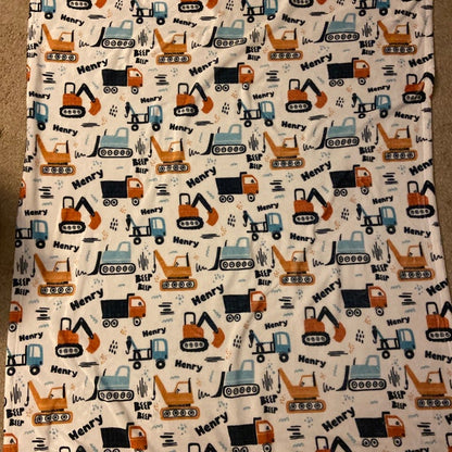 Kids Construction Toy Design Personalize blanket, Minky or Sherpa custom blanket, minky baby blanket boy, Kids Blanket, birthday gift idea