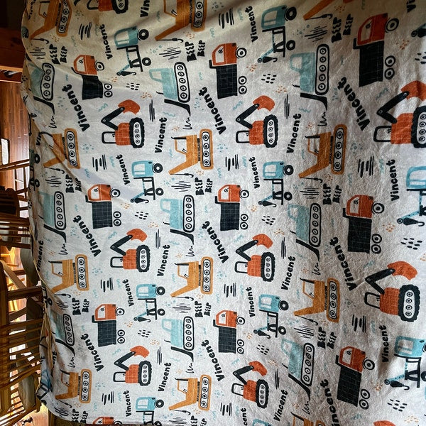 Kids Construction Toy Design Personalize blanket, Minky or Sherpa custom blanket, minky baby blanket boy, Kids Blanket, birthday gift idea