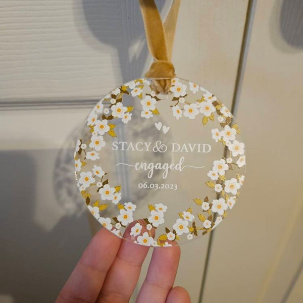 Personalized Acrylic Engaged Ornament Engagement Ornament Gift Engagement Party Gift Engagement Gift Custom Engagement Gift w Names