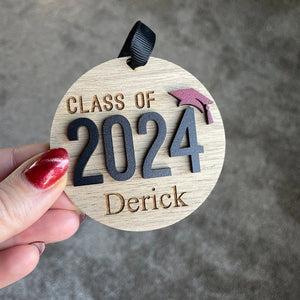 Personalized Class of 2025 Ornament, High School Senior Car Charm, Graduation gift for seniors, Christmas ornament, High School Colors