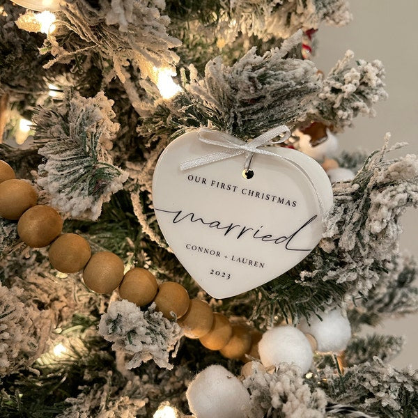 First Christmas Married Ornament - Wedding Keepsake - First Christmas As Mr & Mrs Gift