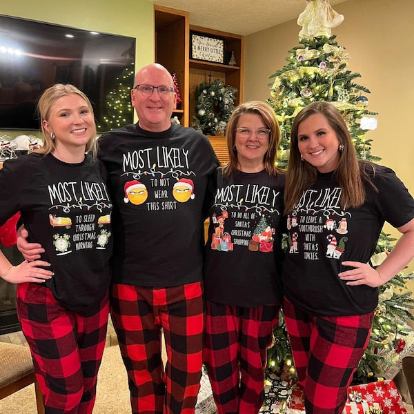 Family Christmas Matching Shirt, Dog Tank, Most Likely To, Funny Christmas Tshirt ,For Mom Dad Bother Sister Family Dog Uncle Aunt Grandma