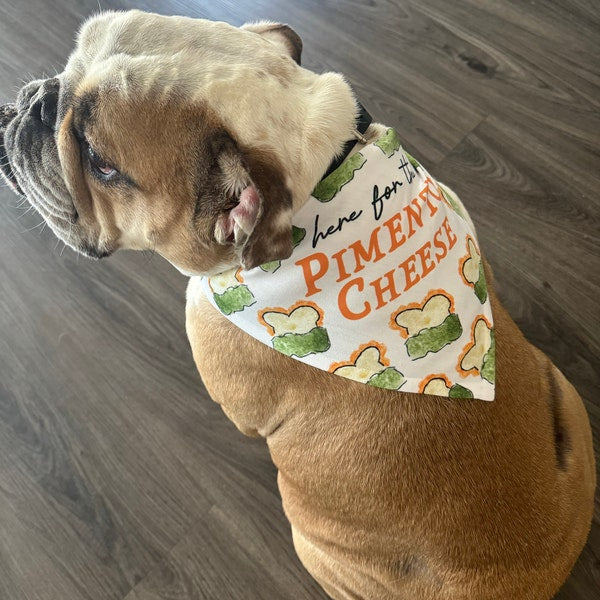 Here for the Pimento Cheese Golf Dog Tie On Bandana | Golf Tournament Patron Pet Bandana, Pimento Cheese Dog Bandana