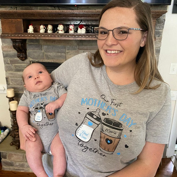 First mothers day shirt 2025, our first mothers day shirt, new mommy gift, mothers day matching outfit, mom girl baby shirt,mom boy baby tee