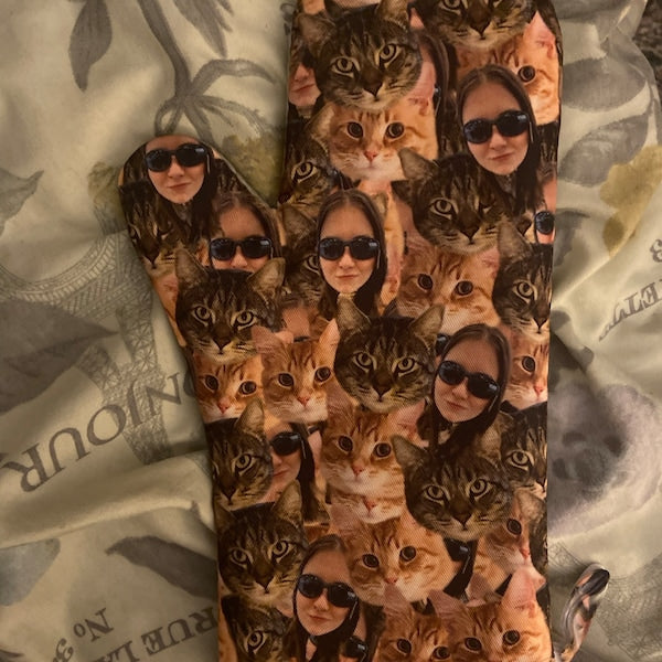 Custom Heat Resistant Oven Mitt/Pot Holder With Dog Face Personalized Heat Insulation Gloves Customize Oven Mitt Christmas Birthday Gifts