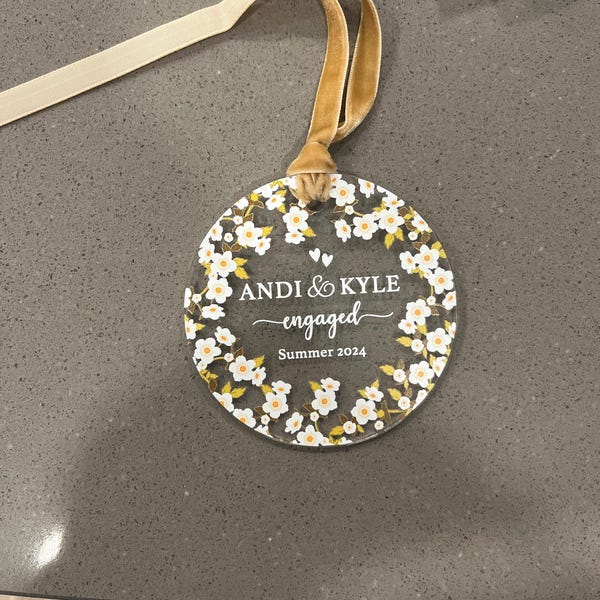 Personalized Acrylic Engaged Ornament Engagement Ornament Gift Engagement Party Gift Engagement Gift Custom Engagement Gift w Names