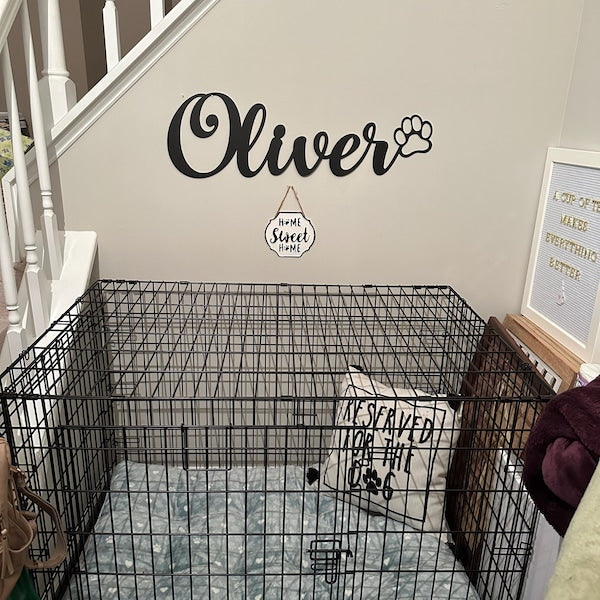 Personalized Metal Pet Name with Paw | Custom Metal Dog D cor | Dog Name Sign | Gift for Dog Mom Dog Dad | Pet Loss Gift Dog Memorial Gift