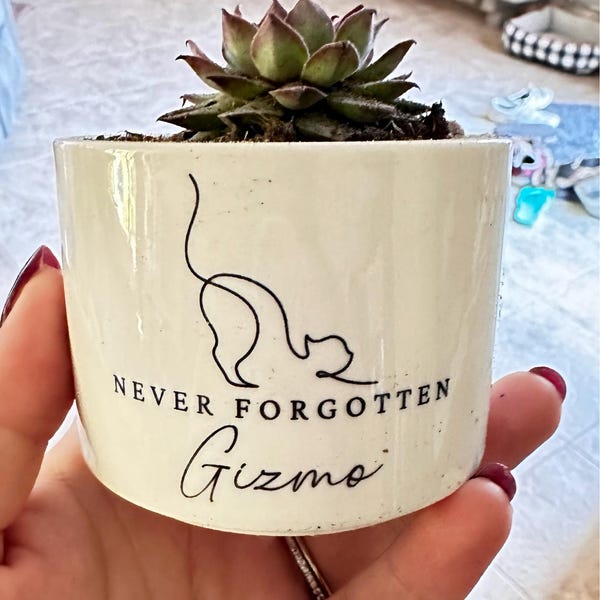 Memorial planter, cat memorial gift, remembrance gift, pet memorial gift, loss of pet, loss of cat, custom flower pot, never forgotten