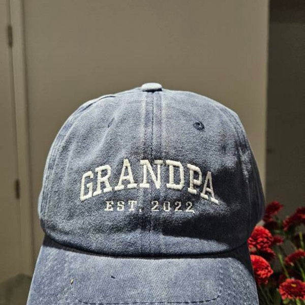 Custom Embroidered Hat, Personalized Date, Vintage Baseball Hat, Gift For New Grandma Grandpa, Pregnancy Announcement, Mothers day gift