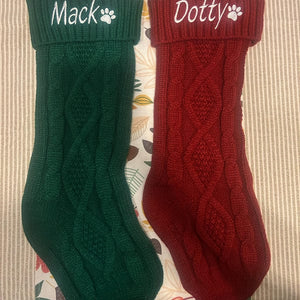 Pet Christmas Stocking, Personalized Embroidered Christmas Stocking, Personalized Pet Stocking, Embroidered Knit Stocking, Dog Stocking