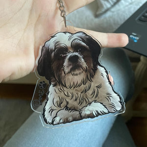 Personalized Pet Portrait Keychain, Custom Dog Keychain, Dog Lover Gift, Gifts For Pet Lover, Cute Dog Photo Keychain, Dog Acrylic Keychain