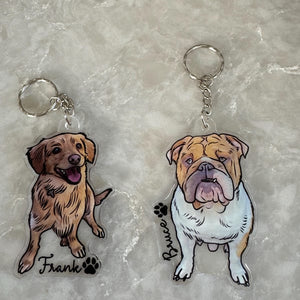 Personalized Pet Portrait Keychain, Custom Dog Keychain, Dog Lover Gift, Gifts For Pet Lover, Cute Dog Photo Keychain, Dog Acrylic Keychain