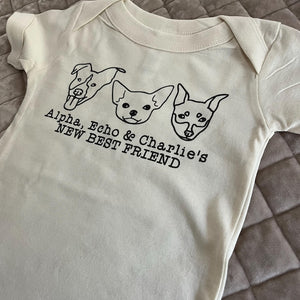Best Friend Dog Onesie, Baby Shower Gift, Custom baby Onesie, Personalized Dog Onesie, Baby Gift, Newborn Gift, Custom Baby Gift