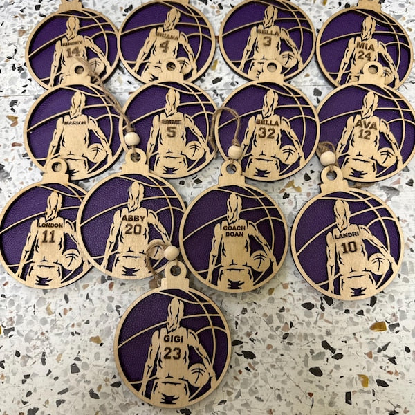 Personalized Basketball Male and Female Ornaments | Wooden Sports Ornaments | Sports Ornament Custom Name Basketball Ornament Christmas gift