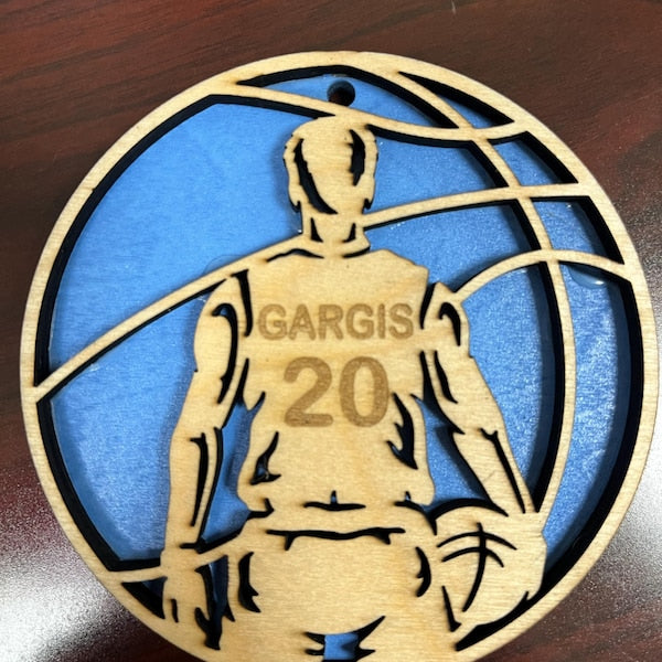 Personalized Basketball Male and Female Ornaments | Wooden Sports Ornaments | Sports Ornament Custom Name Basketball Ornament Christmas gift