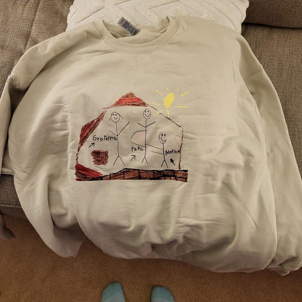 Custom Kids Drawing Sweatshirt, Kids Art Shirt, Custom Gift for Mom, Custom Gift for Dad, Christmas Gift, Grandparents Personalized Gift