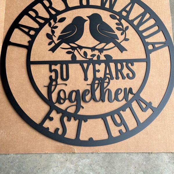 Personalized 50th Anniversary Gift for Parents, Custom 50 Year Anniversary Sign, Ruby Anniversary Gift, Wedding Anniversary Metal Wall Art