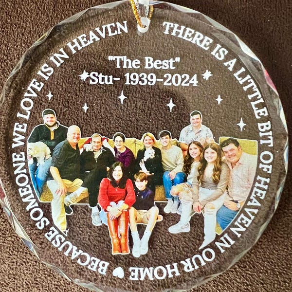 Family Memorial Picture Ornament, Christmas Photo Ornament, Memorial Ornament, Holiday Ornament, Family Keepsake, Family Memorial Gift