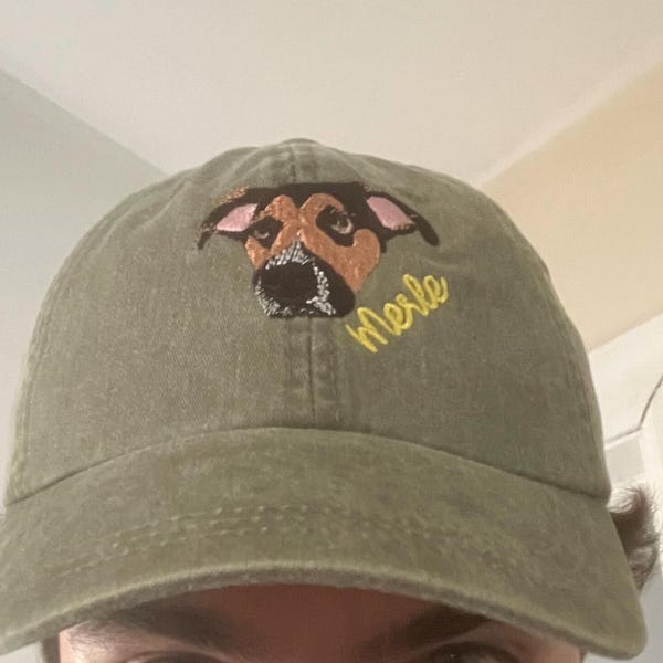 Custom Embroidered Pet Hat, Personalized Dog Portrait Hat, Dog Face, Cat Face, Custom Dog Hat, Custom Cat Hat, Matching Couple Hat