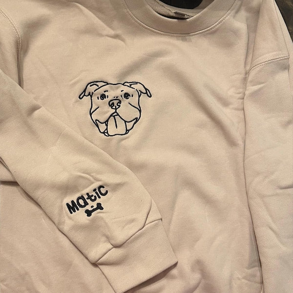 Custom Pet Embroidered Sweatshirt,Embroidered Pet Face&Name Sweatshirts,Custom Dog Portrait,pet hoodie,Perdog sweatshirt,Mummy Dog's Gift