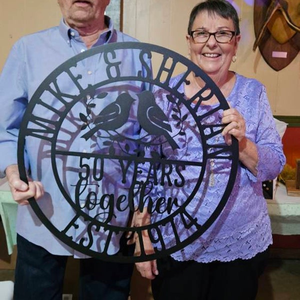 Personalized 50th Anniversary Gift for Parents, Custom 50 Year Anniversary Sign, Ruby Anniversary Gift, Wedding Anniversary Metal Wall Art