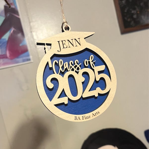 Class of 2025 graduation Christmas ornament personalized with name high school | Choose Your Color | gift memento keepsake laser cut wood