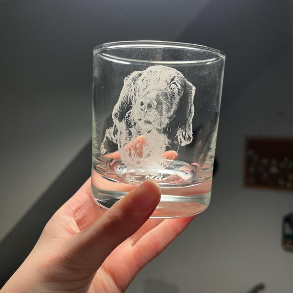 Personalized Photo on Whiskey Glass - Custom Engraving Photo on Whiskey Glass - Engrave Your Handwritten Gift Message with Photo on Glass