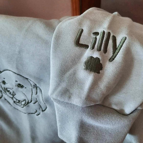 Custom Pet Embroidered Sweatshirt,Embroidered Pet Face&Name Sweatshirts,Custom Dog Portrait,pet hoodie,Perdog sweatshirt,Mummy Dog's Gift
