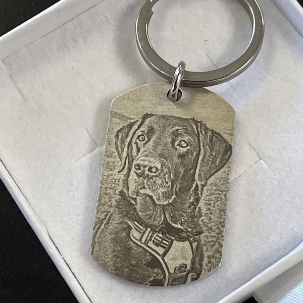 Personalised Actual Dog Paw Keyring | Photo Engraving | Pet Photo Engraved | Cat Paw Engraving