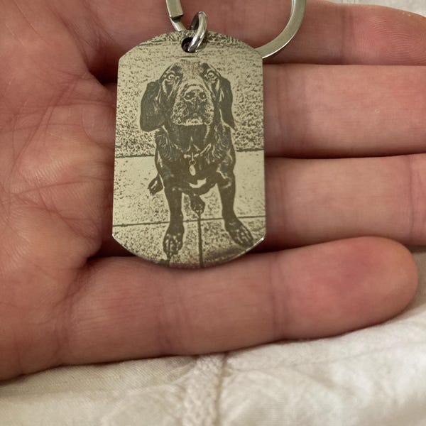 Personalised Actual Dog Paw Keyring | Photo Engraving | Pet Photo Engraved | Cat Paw Engraving