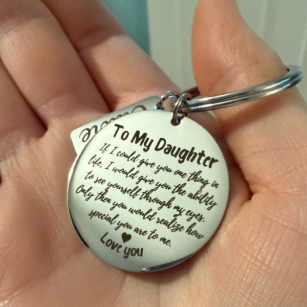Personalized Daughter Keychain Gift Special Gift For Daughter From Mom Dad Grandma Grandpa Daughter Keychain Birthday Gift, Daughter Keepsake Gift