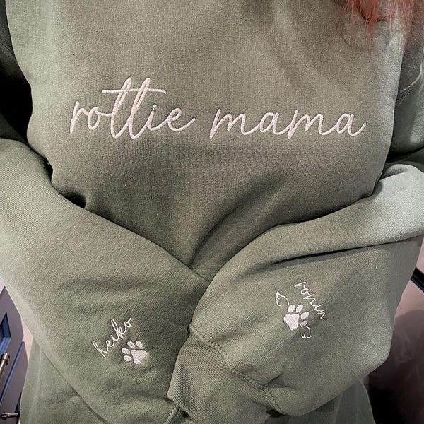 EMBROIDERED in my dog mom era w-Dog Name on sleeve Sweatshirt/Custom Crewneck w-Pet Name/Gift for Dog Lover-New Dog Mom-Fur Mama-Mothers day