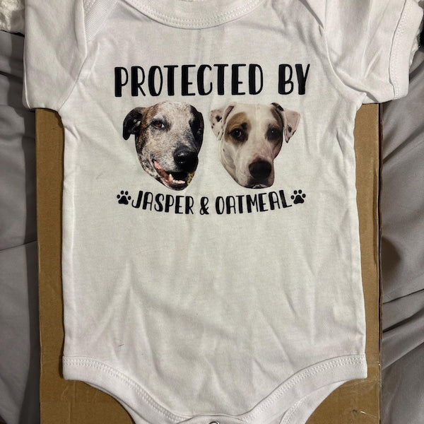 Custom Protected By Dog shirt, Protected By Pets shirt, Newborn Baby Gift, Personalized Baby shirt, Custom Dog shirt, Baby Shower Gift,Kids
