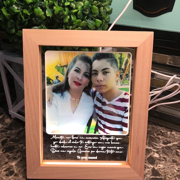 Acrylic Picture Frame with Light, Personalized Stand, Christmas Gifts, Memorial Picture Gift, In Loving Memory Stand, Unique Night Lights