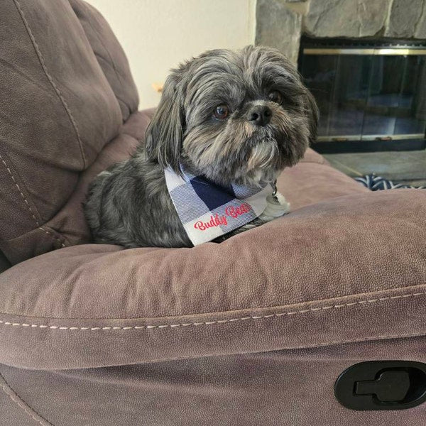 Navy Paw Print Dog Bandana, Personalized Dog Bandana, Over the Collar Dog scarf, Cat Bandana, Gift for Dog lovers, Custom Dog gift accessory