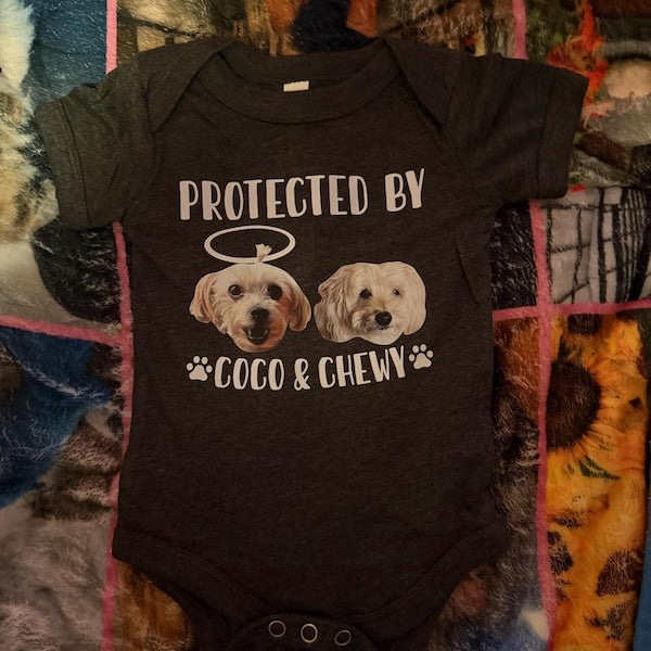 Custom Protected By Dog shirt, Protected By Pets shirt, Newborn Baby Gift, Personalized Baby shirt, Custom Dog shirt, Baby Shower Gift,Kids