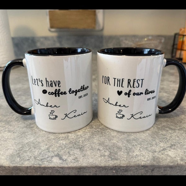 Personalized Wedding Couple Mugs, Custom Coffee Mug Set for Couples, Have Coffee Together Mug Set Husband Wife, Anniversary Mr and Mrs Mugs