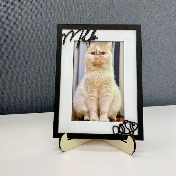 Custom Cat Name Picture Frame, Cat Frame, Gifts for Cat Lovers, Wood Dog Photo Frame, Dog Memorial Gift, Pet Name Photo Frame, New Cat Gift