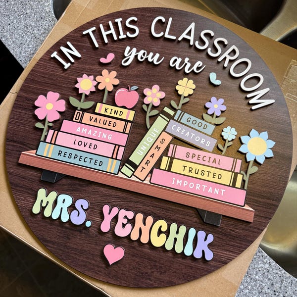 Custom Teacher 3D Door Hanger, In this Classroom You Are, Cute Teacher Door Sign, Back to School Gift, Custom Teacher Name, Classroom Decor