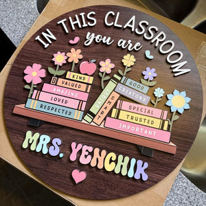 Custom Teacher 3D Door Hanger, In this Classroom You Are, Cute Teacher Door Sign, Back to School Gift, Custom Teacher Name, Classroom Decor