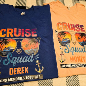 Personalize cruise Squad 2025 Shirt, Caribbean Cruise Matching Shirts, Family Cruise Crew Custom Name T-Shirts, Friends Cruise Shirts