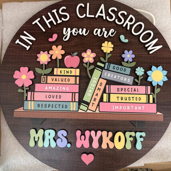 Custom Teacher 3D Door Hanger, In this Classroom You Are, Cute Teacher Door Sign, Back to School Gift, Custom Teacher Name, Classroom Decor