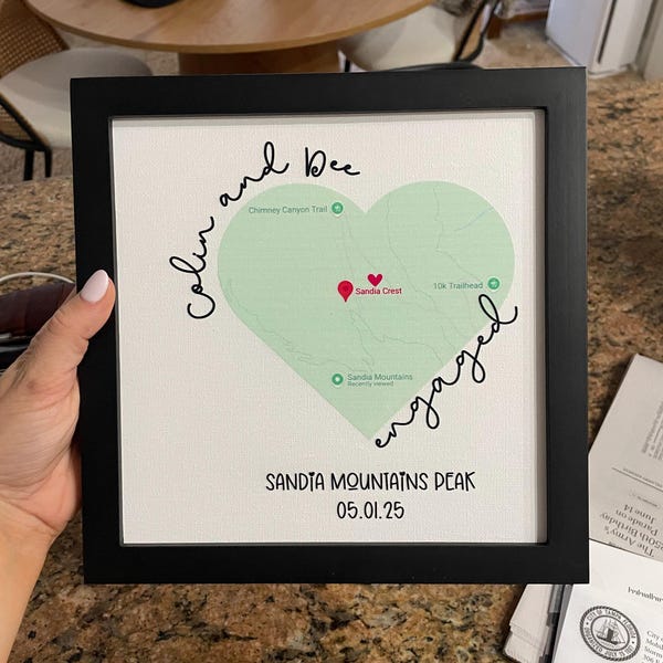 Engagement Gifts, Engagement Map, Engagement Gift for Couples, Map Print Engagement Keepsake, Personalized Proposal Place Map Heart Sign