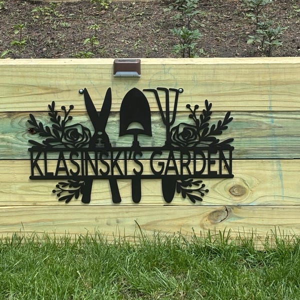 Custom Metal Garden Sign, Customizable, Rose Garden Sign, Garden or Greenhouse Decor, Personalized Metal Sign, Garden Sign with Roses.