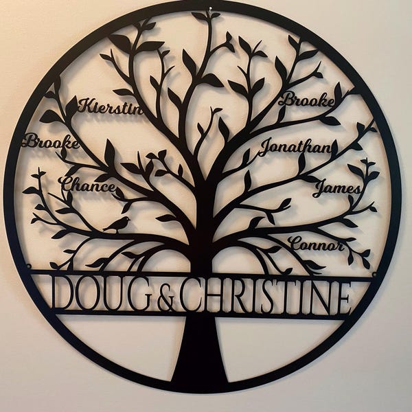 Tree of Life Metal Sign with Last Name and Personalized Names, Home Decoration, Family Tree Wall Art, Family Gifts, Personalized Family Tree